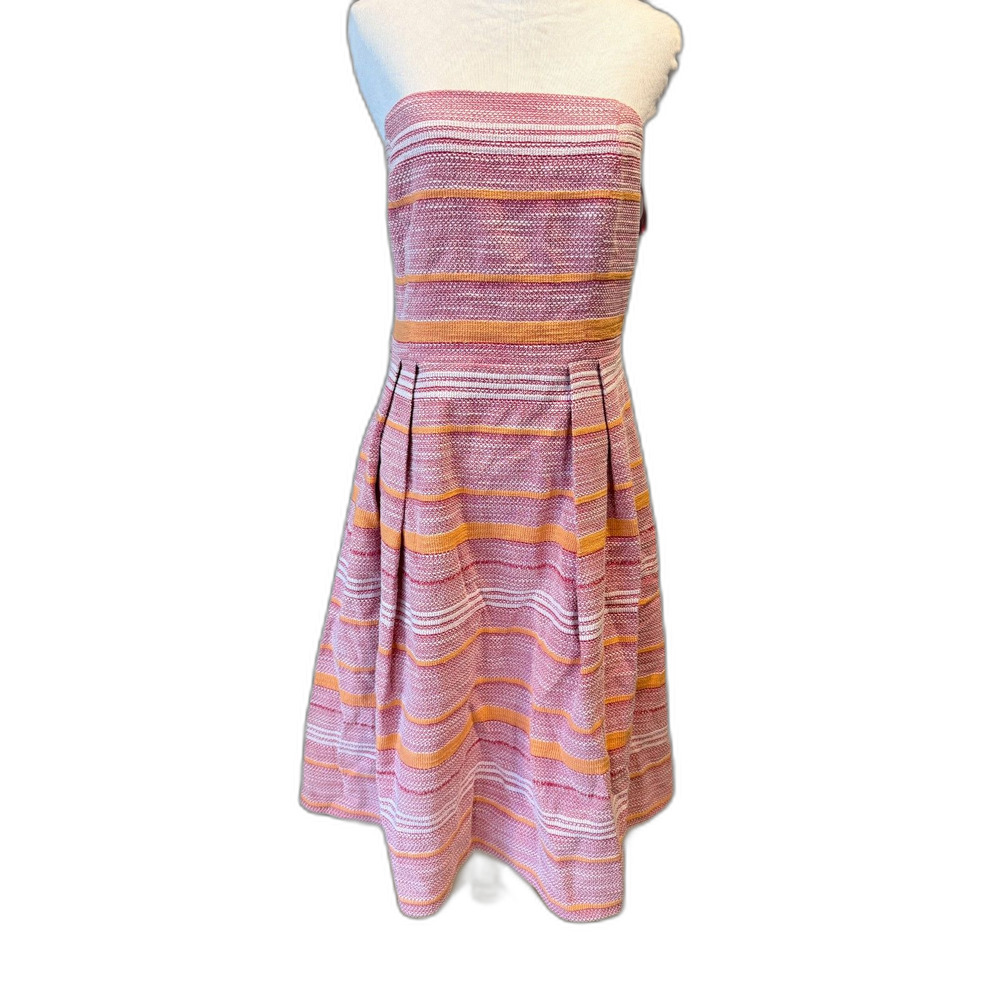 14 Eva Mendes NY&C pink and orange strapless dress